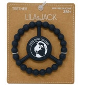Wholesale - 1pc Silicone Peace Teether - Navy Earth Print C/P 100, UPC: 195010118613